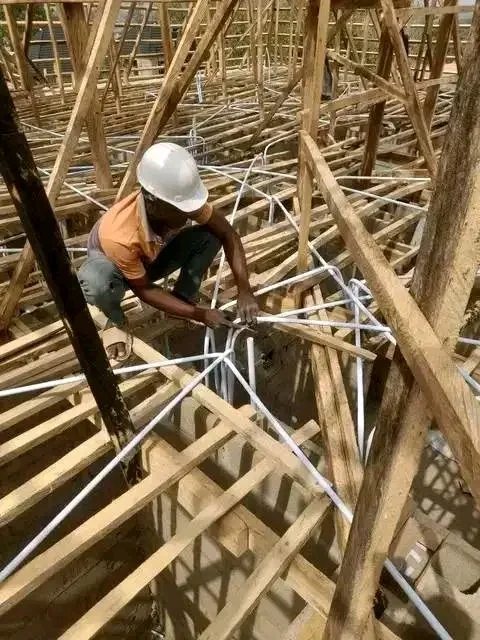 Roof Truss Pipe Installation