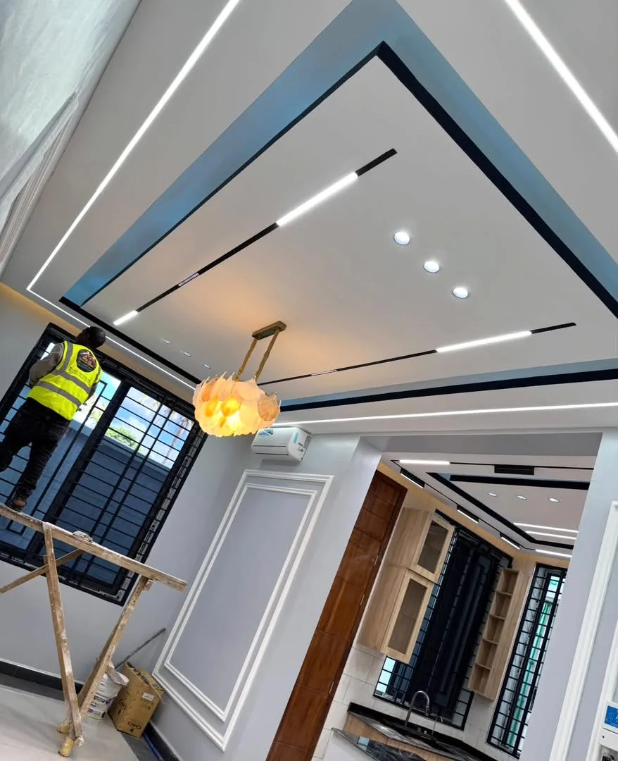 Bright Geometric Hallway Lighting